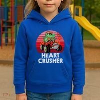 Heart Dinosaur Crusher Valentines Day Tmeaningful Giftrex Riding Car Gift Kids Hoodie thumb 3