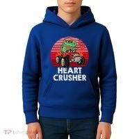 Heart Dinosaur Crusher Valentines Day Tmeaningful Giftrex Riding Car Gift Kids Hoodie thumb 4