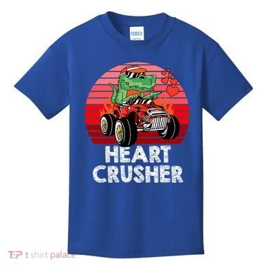 Heart Dinosaur Crusher Valentines Day Tmeaningful Giftrex Riding Car Gift Kids T-Shirt