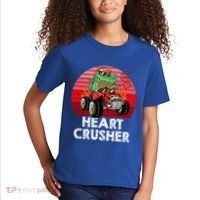 Heart Dinosaur Crusher Valentines Day Tmeaningful Giftrex Riding Car Gift Kids T-Shirt thumb 2