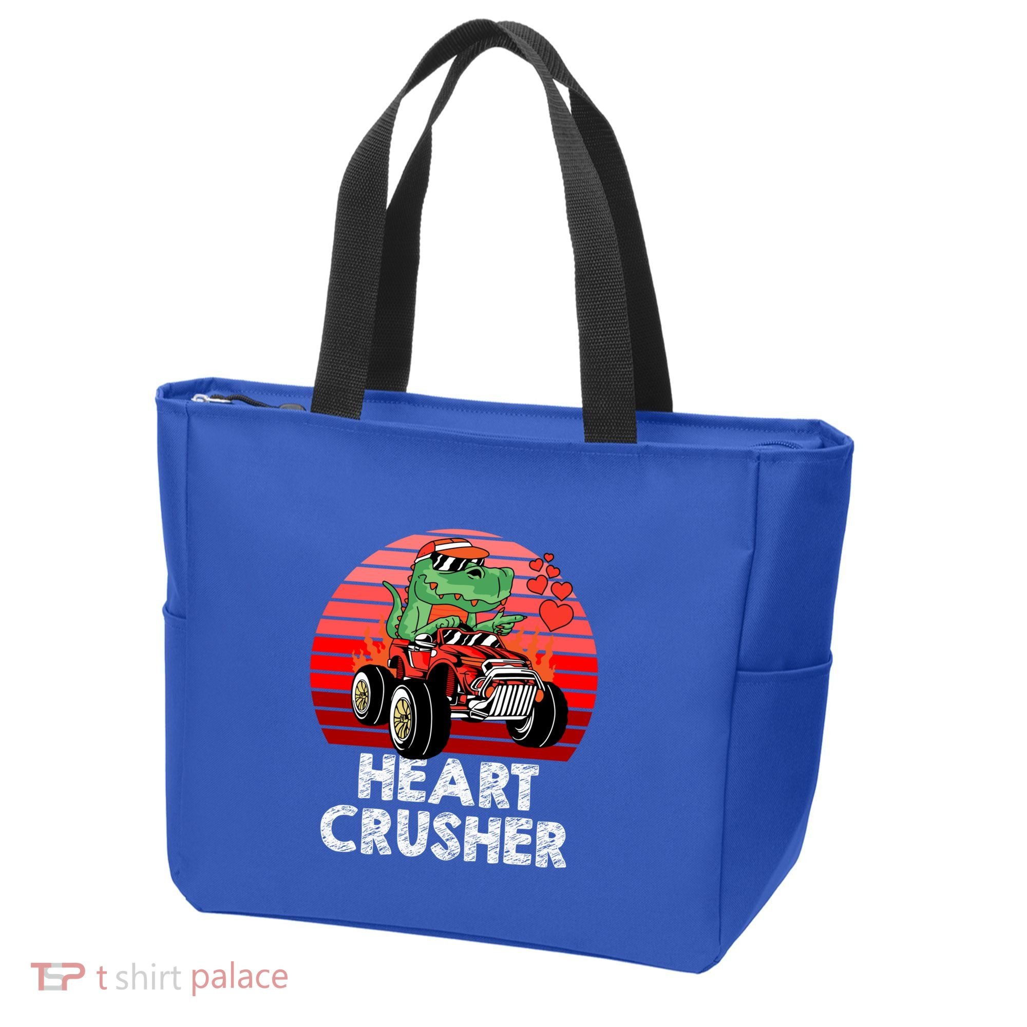 Heart Dinosaur Crusher Valentines Day Tmeaningful Giftrex Riding Car Gift Tote Bag