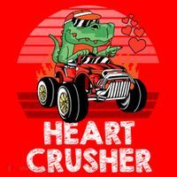 Heart Dinosaur Crusher Valentines Day Tmeaningful Giftrex Riding Car Gift Santa Hat thumb 1