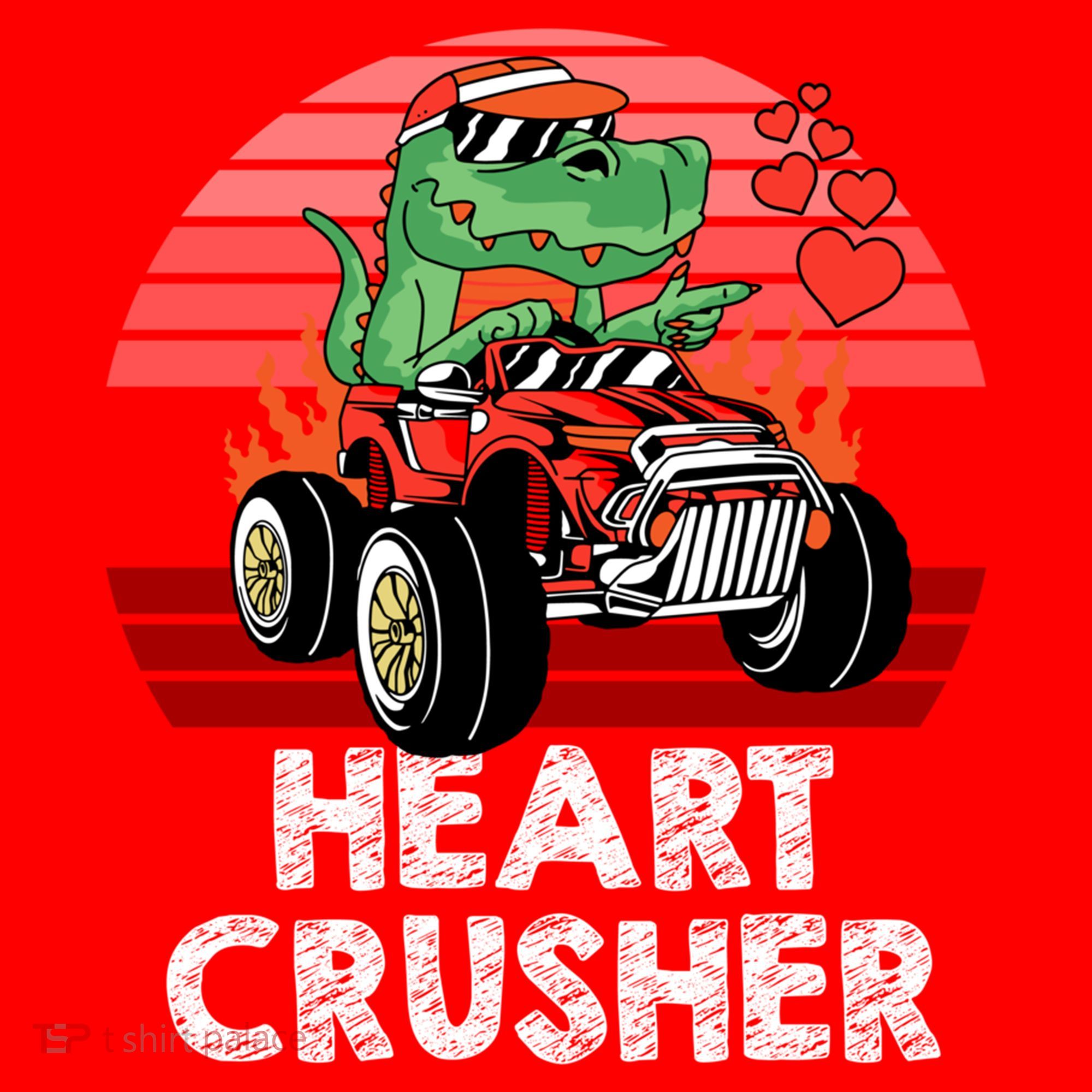 Heart Dinosaur Crusher Valentines Day Tmeaningful Giftrex Riding Car Gift Santa Hat