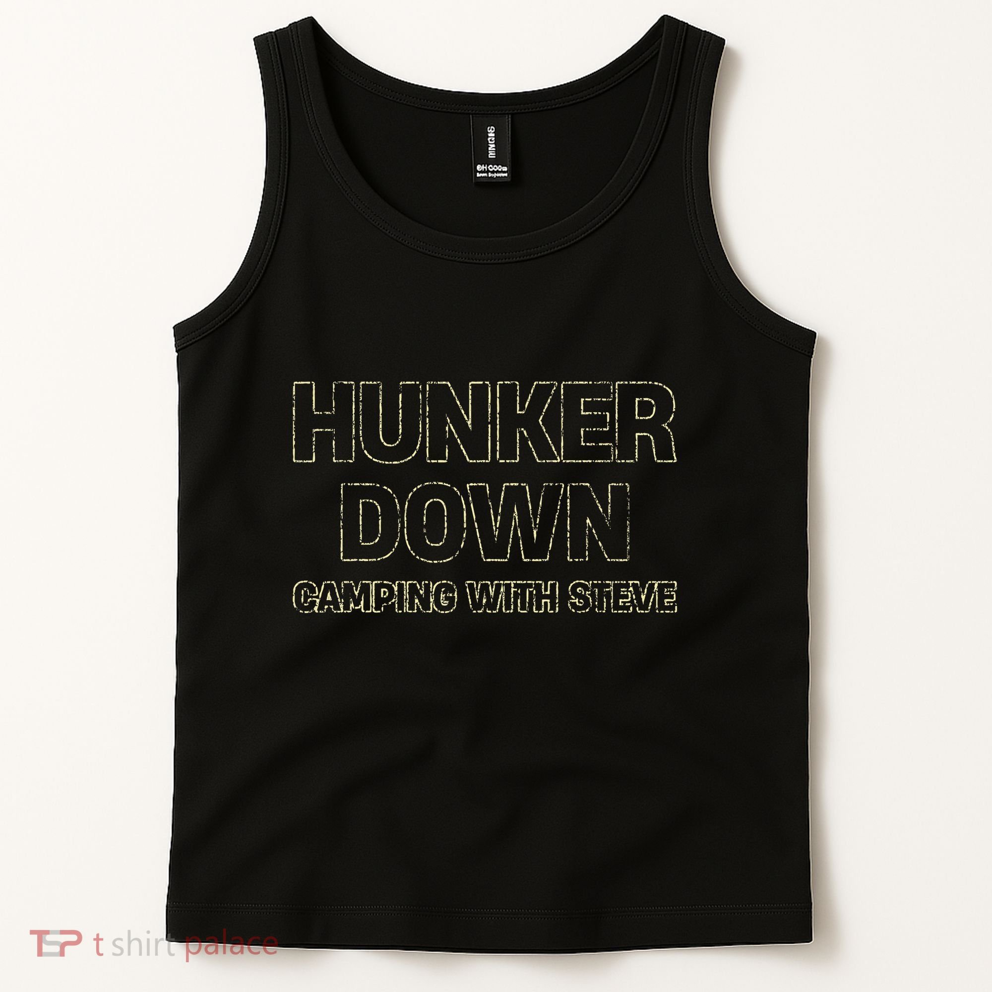 Hunker Down Camping With Steve Simple Graphic Tank Top