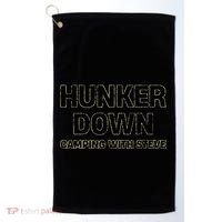 Hunker Down Camping With Steve Simple Graphic Golf Towel thumb 0