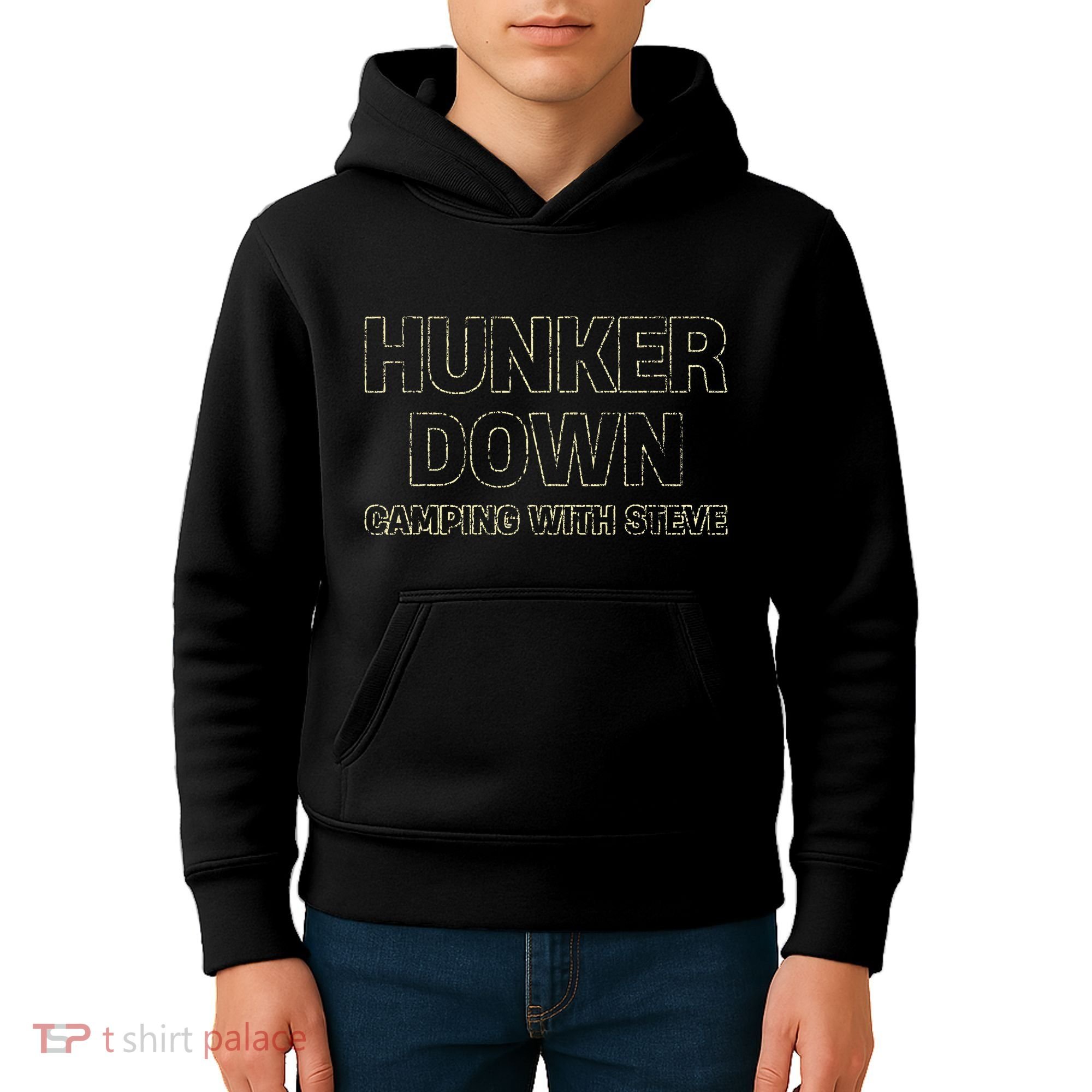 Hunker Down Camping With Steve Simple Graphic Kids Hoodie