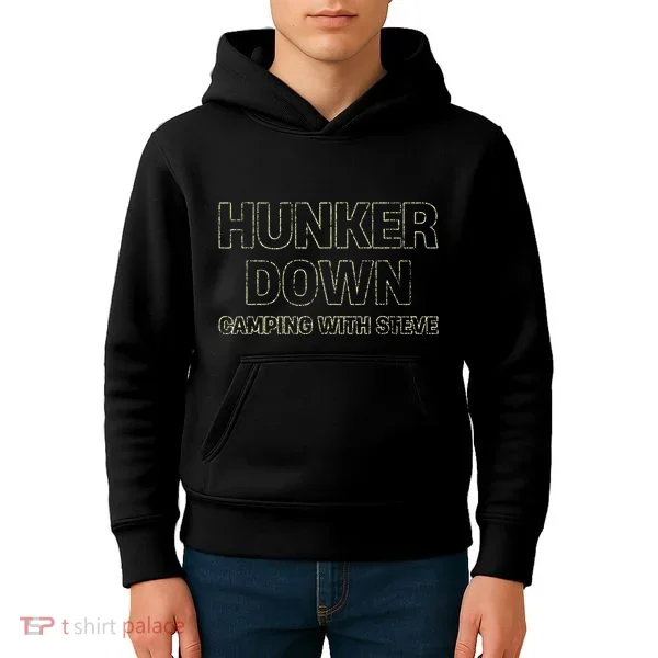 Hunker Down Camping With Steve Simple Graphic Kids Hoodie
