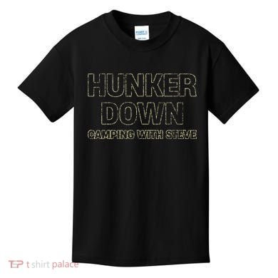 Hunker Down Camping With Steve Simple Graphic Kids T-Shirt