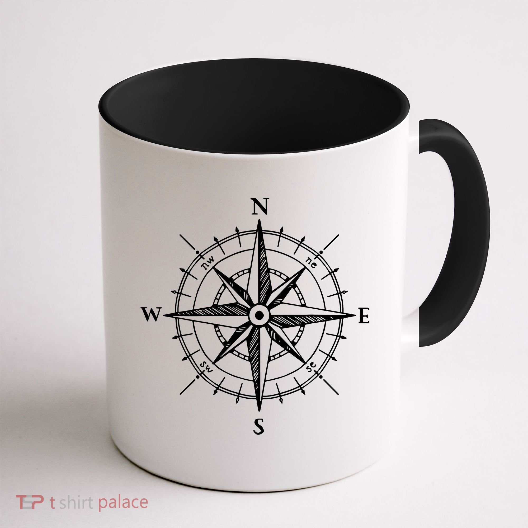 Hand Drawn Compass Rose Nautical Coffee Mug