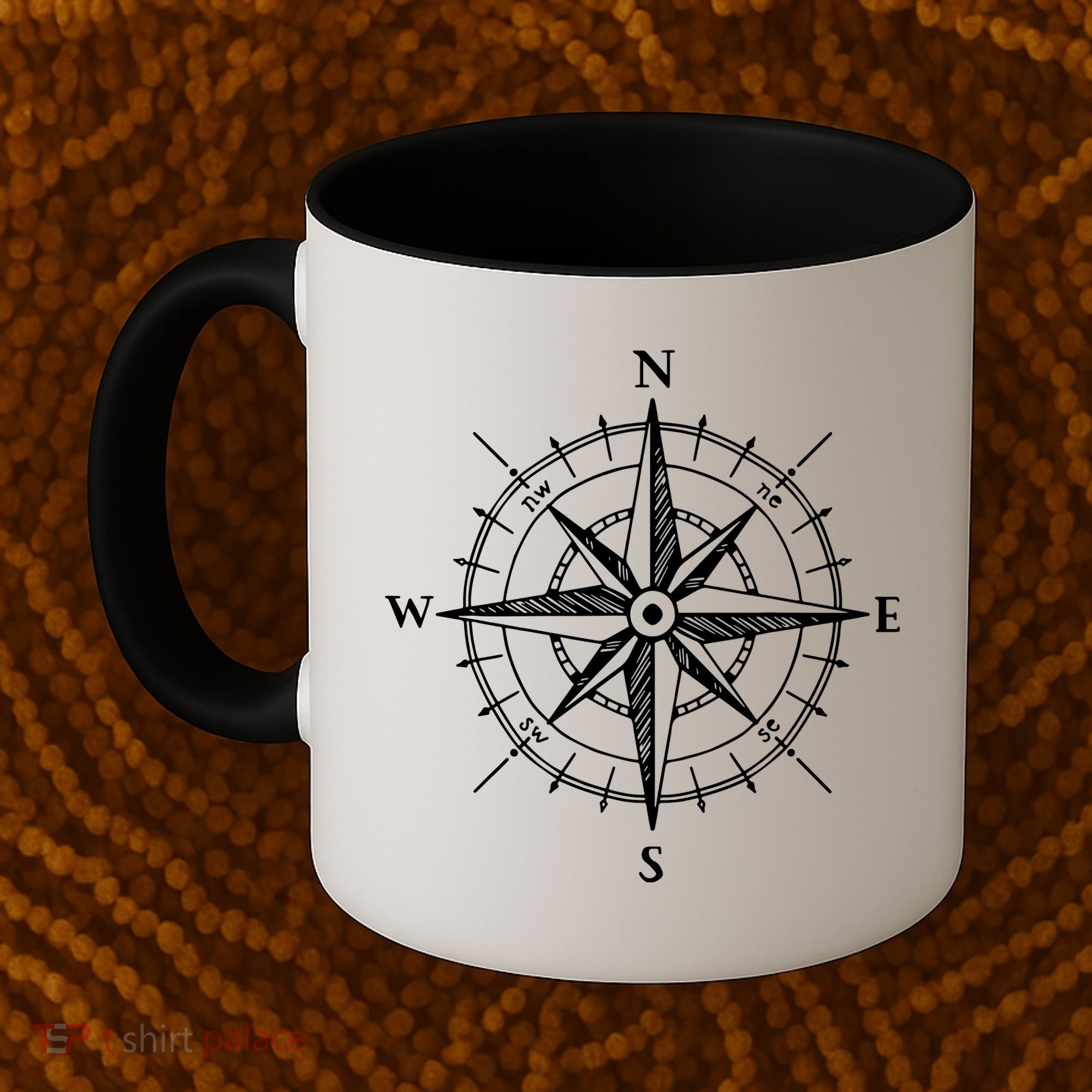 Hand Drawn Compass Rose Nautical Coffee Mug
