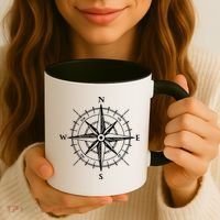 Hand Drawn Compass Rose Nautical Coffee Mug thumb 3