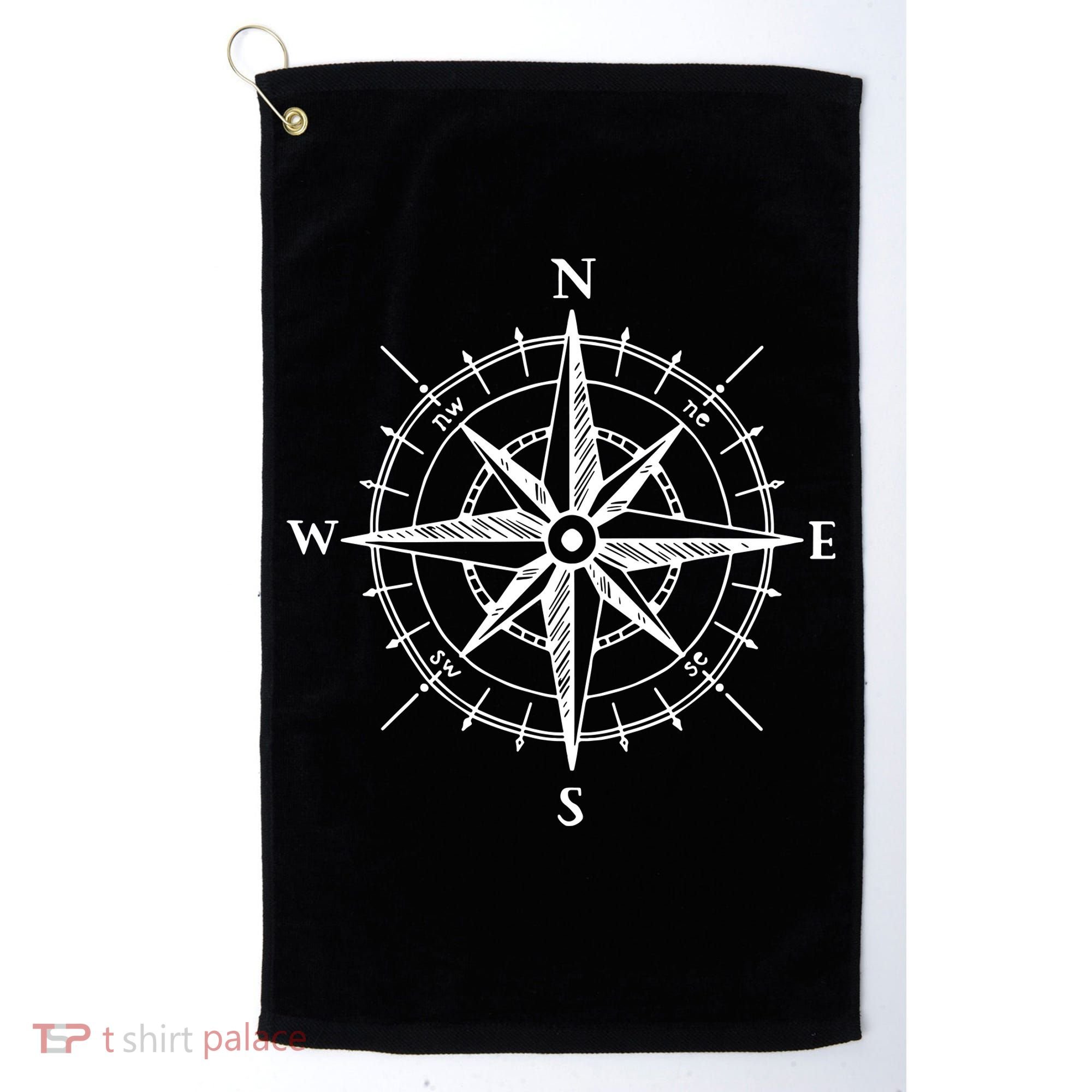 Hand Drawn Compass Rose Nautical Golf Towel