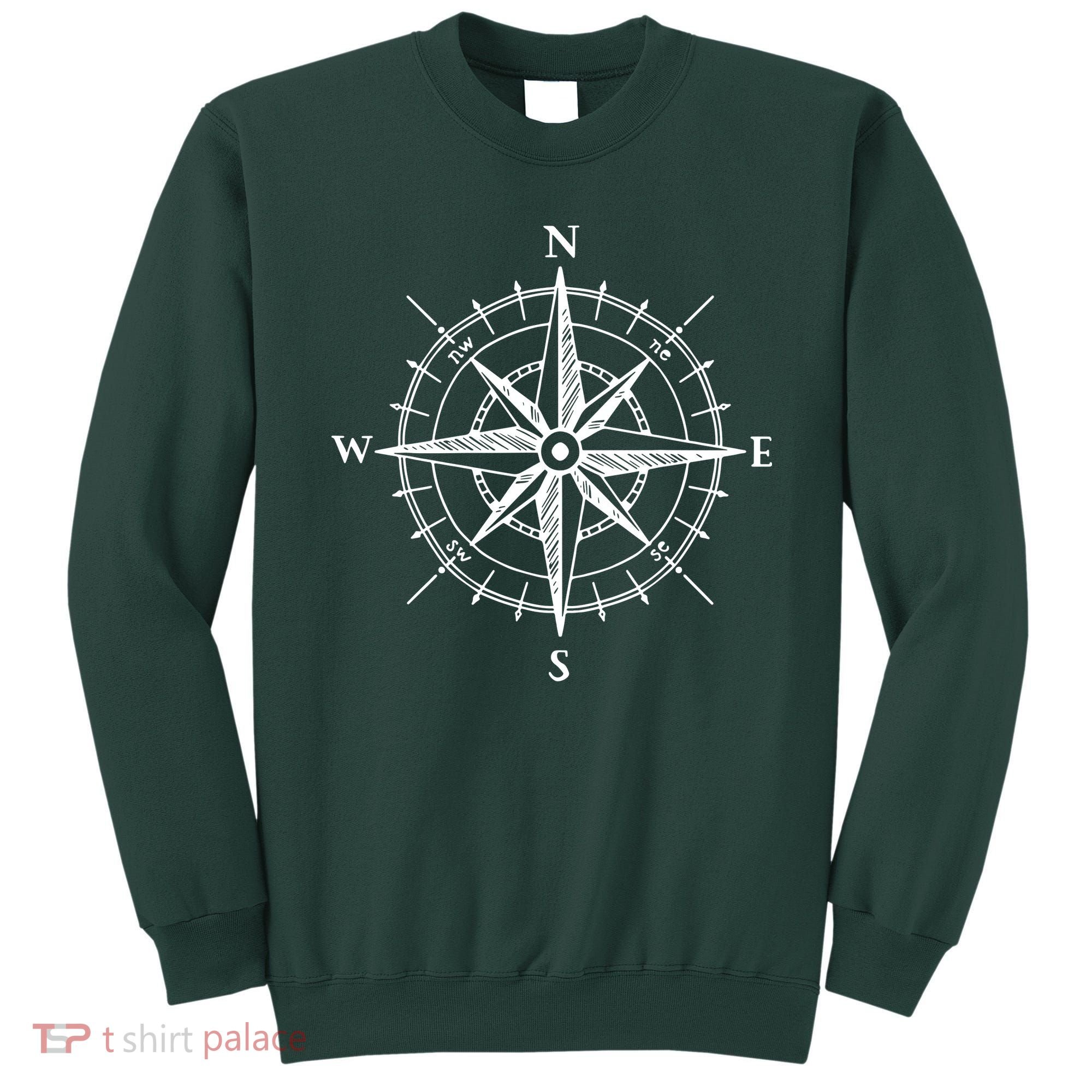 Hand Drawn Compass Rose Nautical Sweatshirt