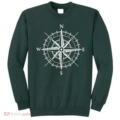Hand Drawn Compass Rose Nautical Sweatshirt