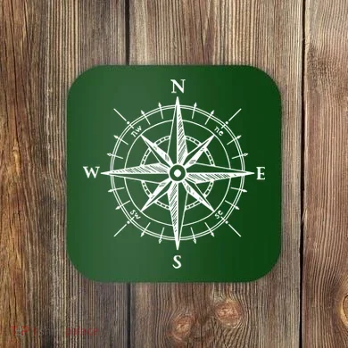 Hand Drawn Compass Rose Nautical Coaster