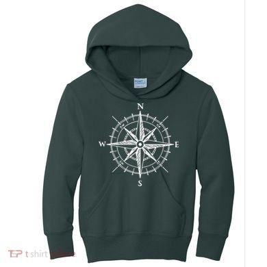 Hand Drawn Compass Rose Nautical Kids Hoodie