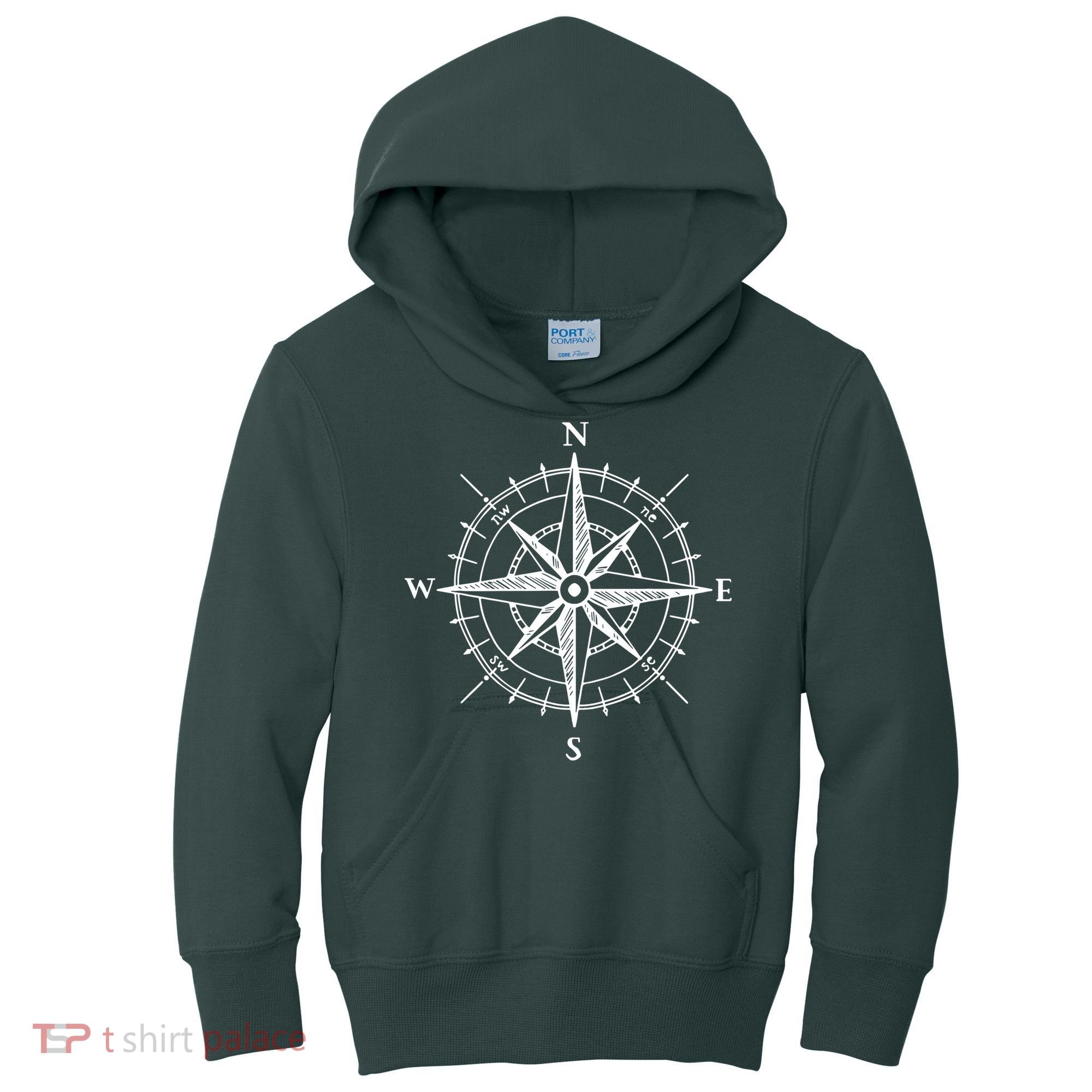 Hand Drawn Compass Rose Nautical Kids Hoodie