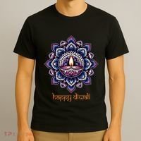 Happy Diwali Diya Oil Lamp Deepavali Festival of Lights T-Shirt thumb 3