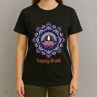 Happy Diwali Diya Oil Lamp Deepavali Festival of Lights T-Shirt thumb 4