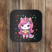 Happy Dot Day Unicorn Dots For Girl Coaster thumb 0