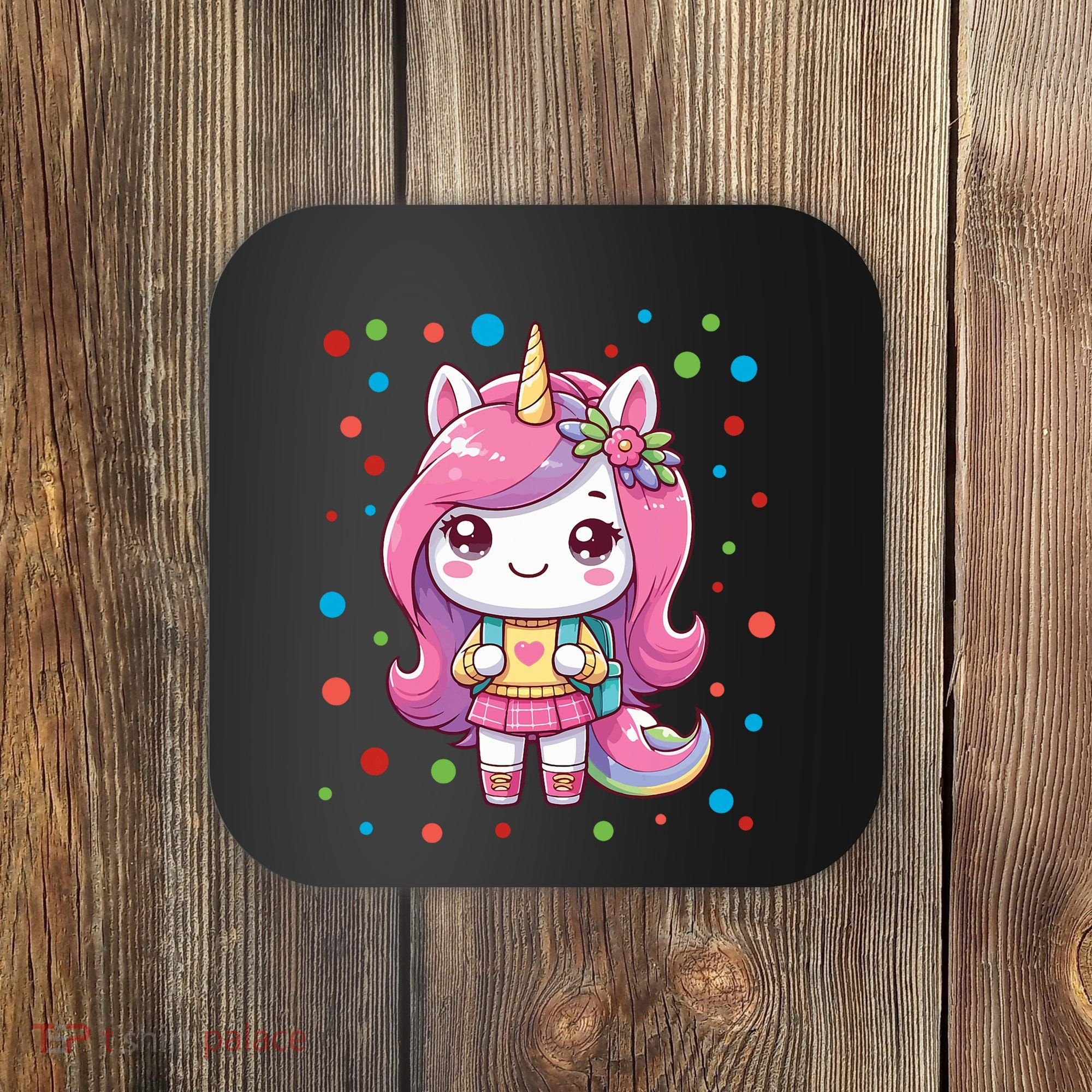 Happy Dot Day Unicorn Dots For Girl Coaster