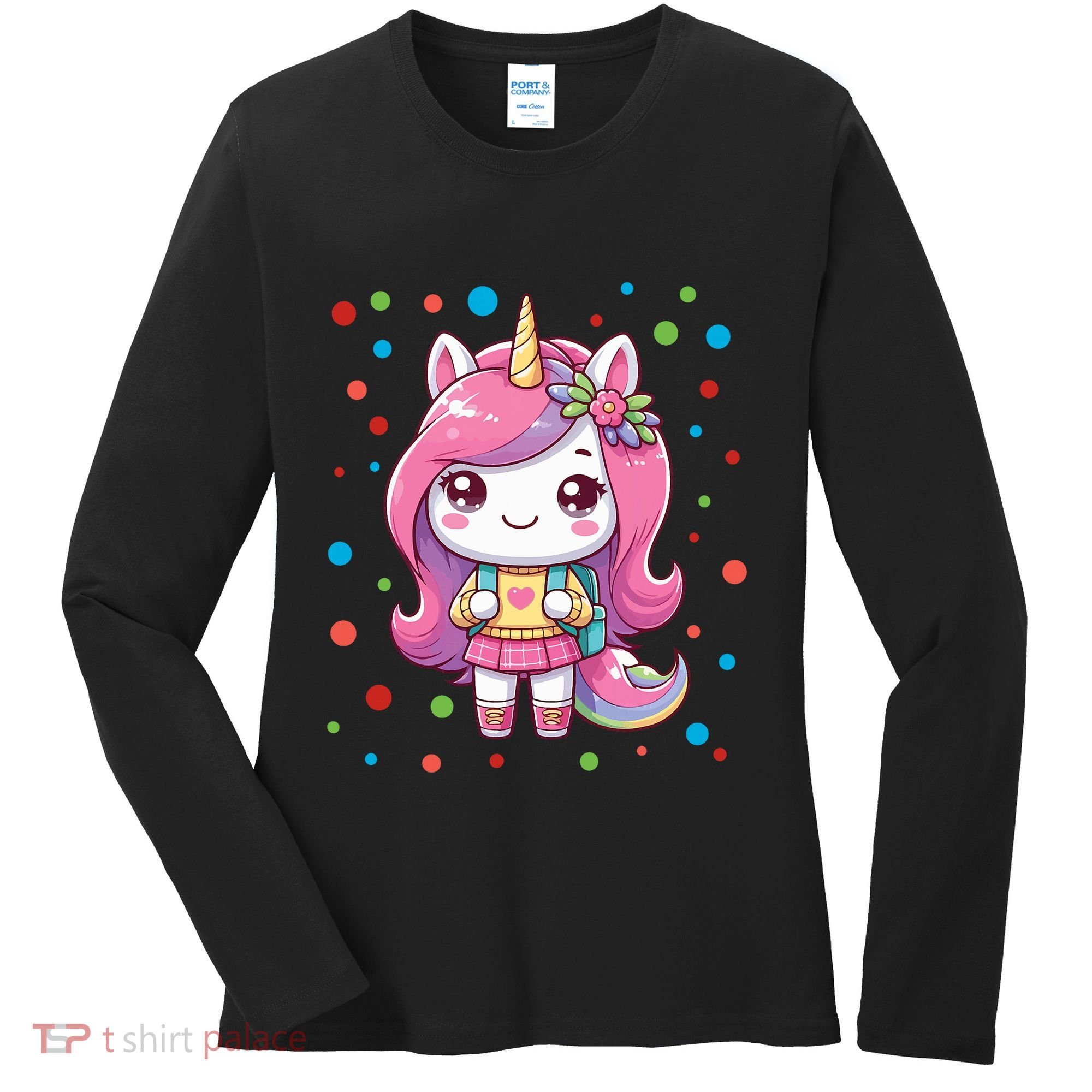Happy Dot Day Unicorn Dots For Girl Women's Long Sleeve Shirt