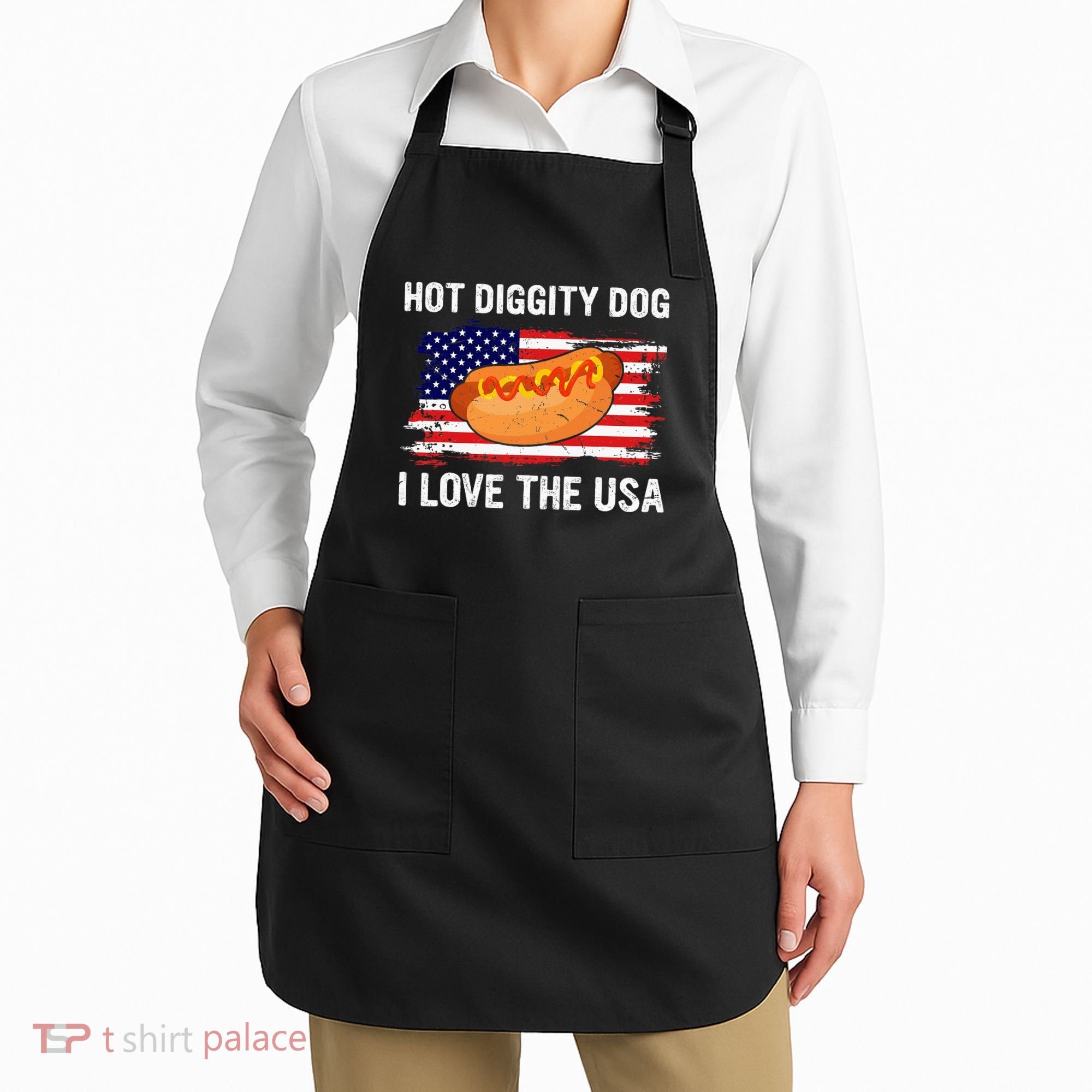 Hot Diggity Dog I Love Usa Funny Apron