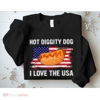 Hot Diggity Dog I Love Usa Funny Sweatshirt thumb 2