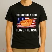 Hot Diggity Dog I Love Usa Funny T-Shirt thumb 3