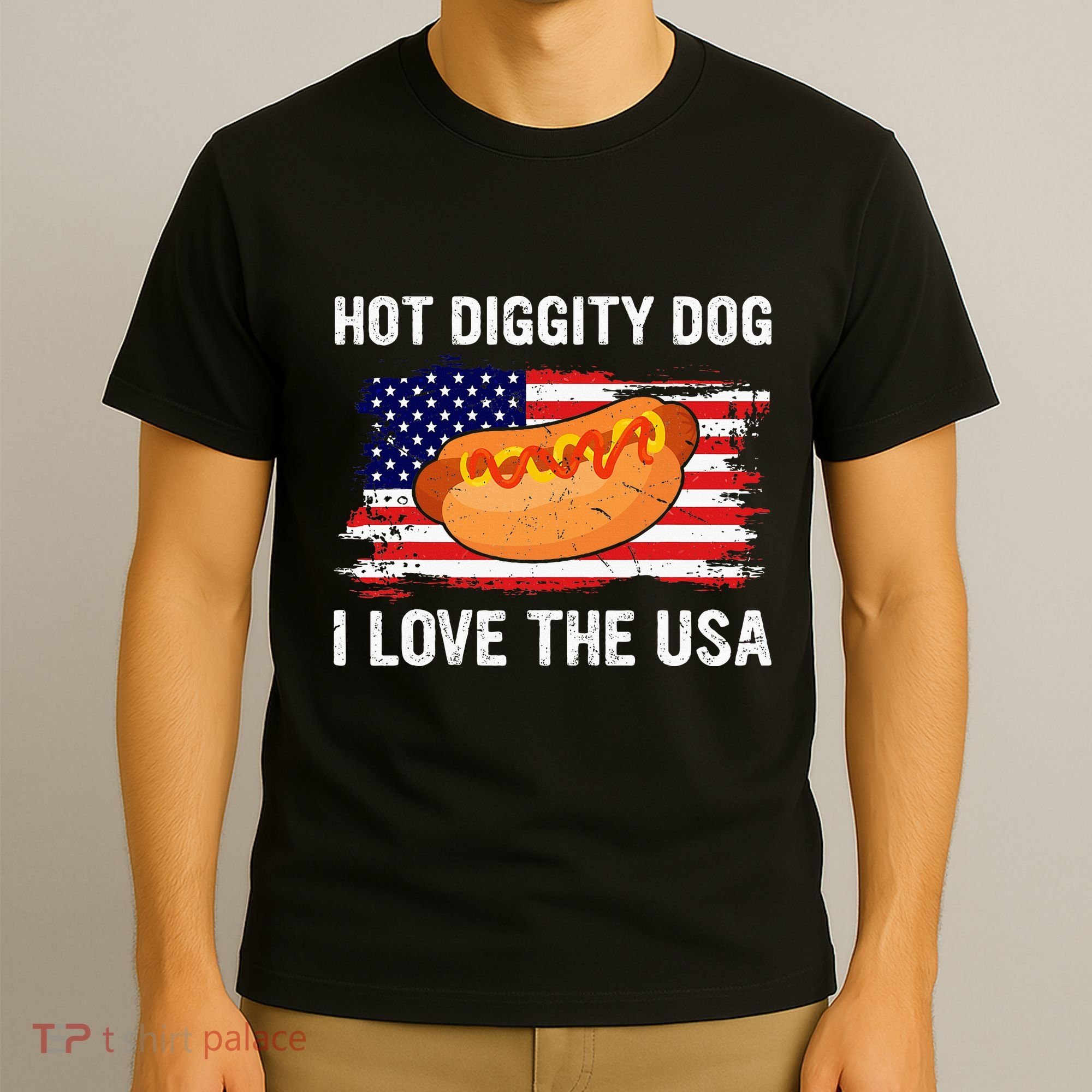 Hot Diggity Dog I Love Usa Funny T-Shirt