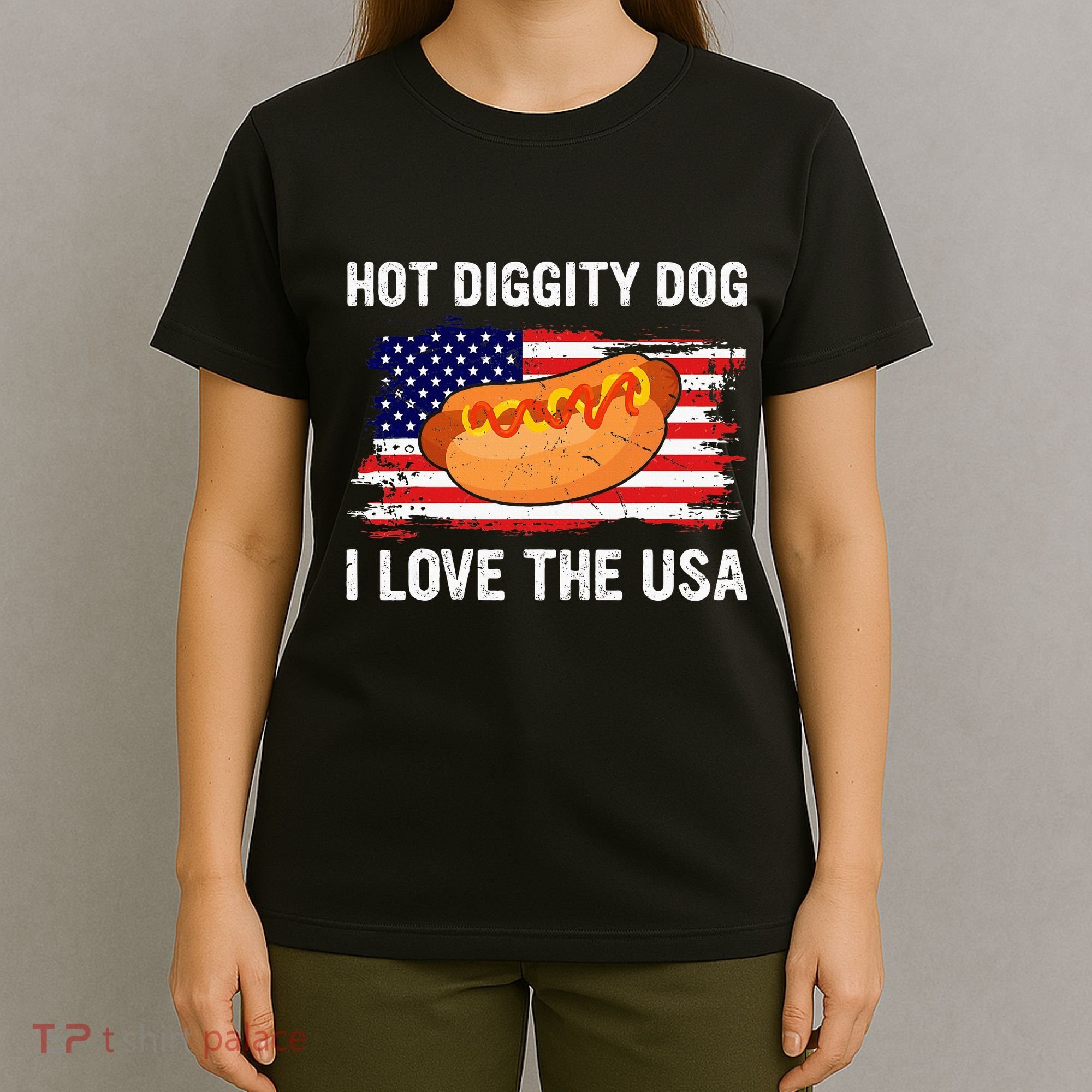 Hot Diggity Dog I Love Usa Funny T-Shirt