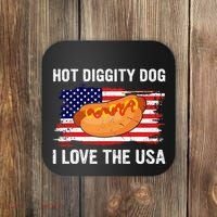 Hot Diggity Dog I Love Usa Funny Coaster thumb 0