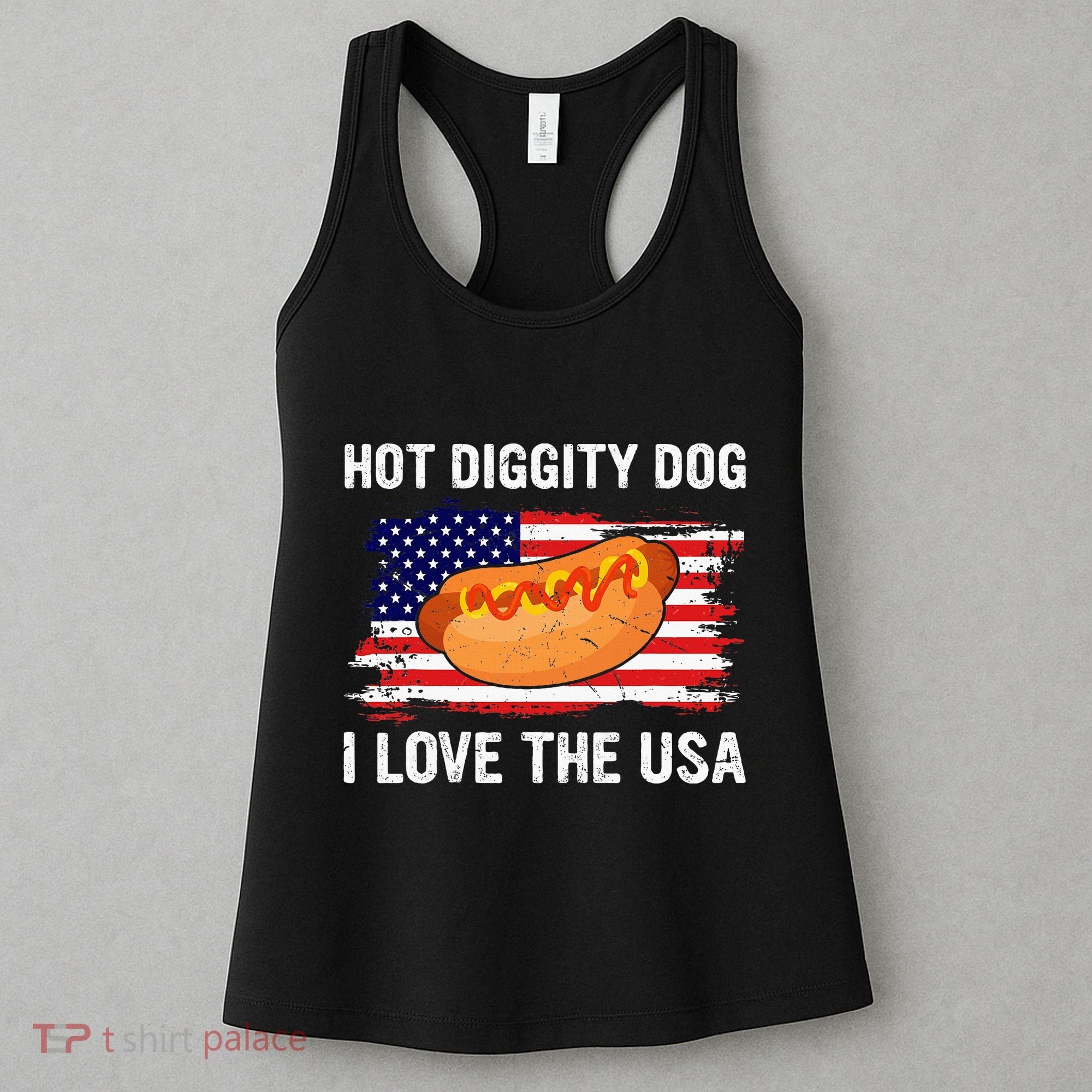 Hot Diggity Dog I Love Usa Funny Women's Tank Top