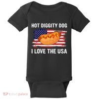 Hot Diggity Dog I Love Usa Funny Baby Bodysuit thumb 0