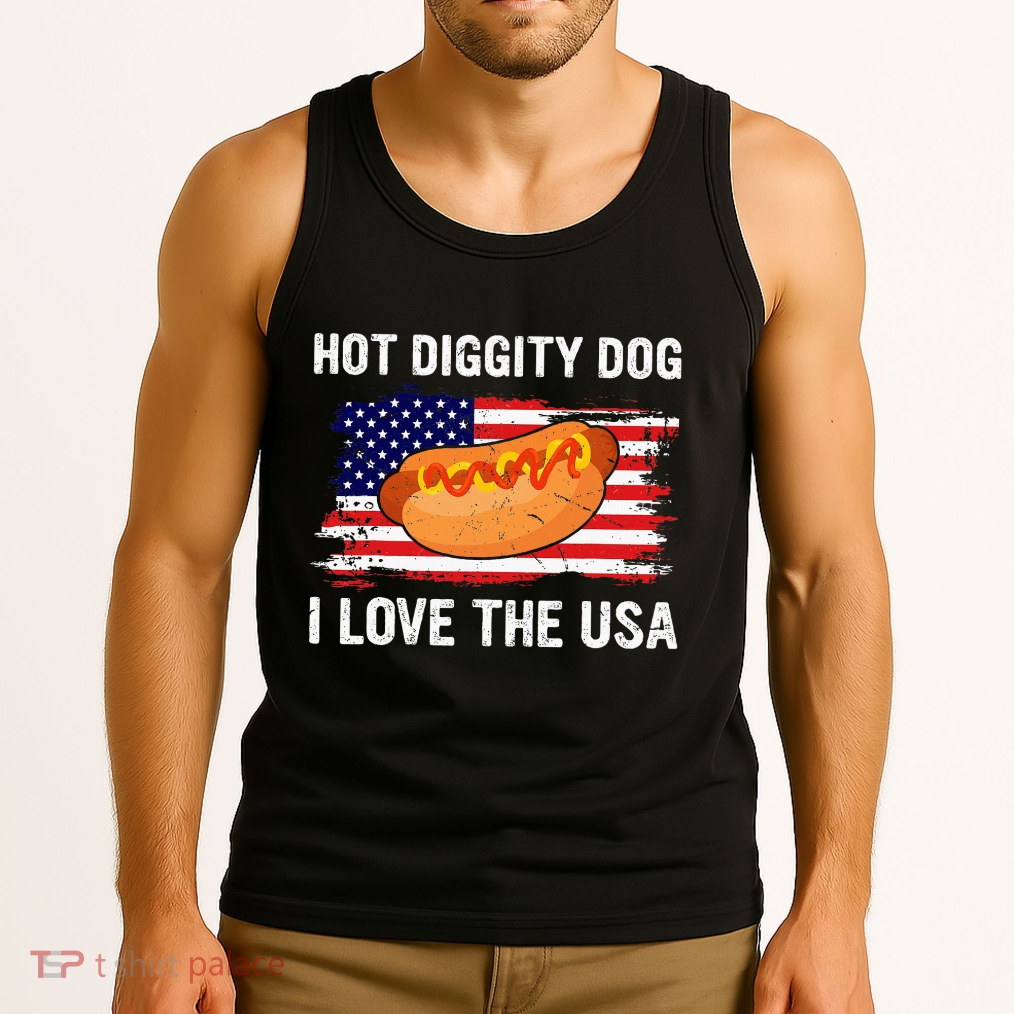 Hot Diggity Dog I Love Usa Funny Tank Top