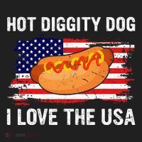 Hot Diggity Dog I Love Usa Funny Golf Towel thumb 3