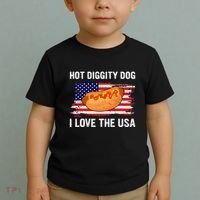 Hot Diggity Dog I Love Usa Funny Toddler T-Shirt thumb 2