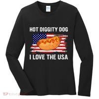Hot Diggity Dog I Love Usa Funny Women's Long Sleeve Shirt thumb 0