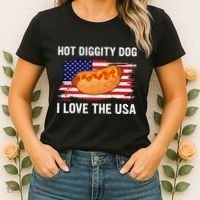 Hot Diggity Dog I Love Usa Funny Women's T-Shirt thumb 2