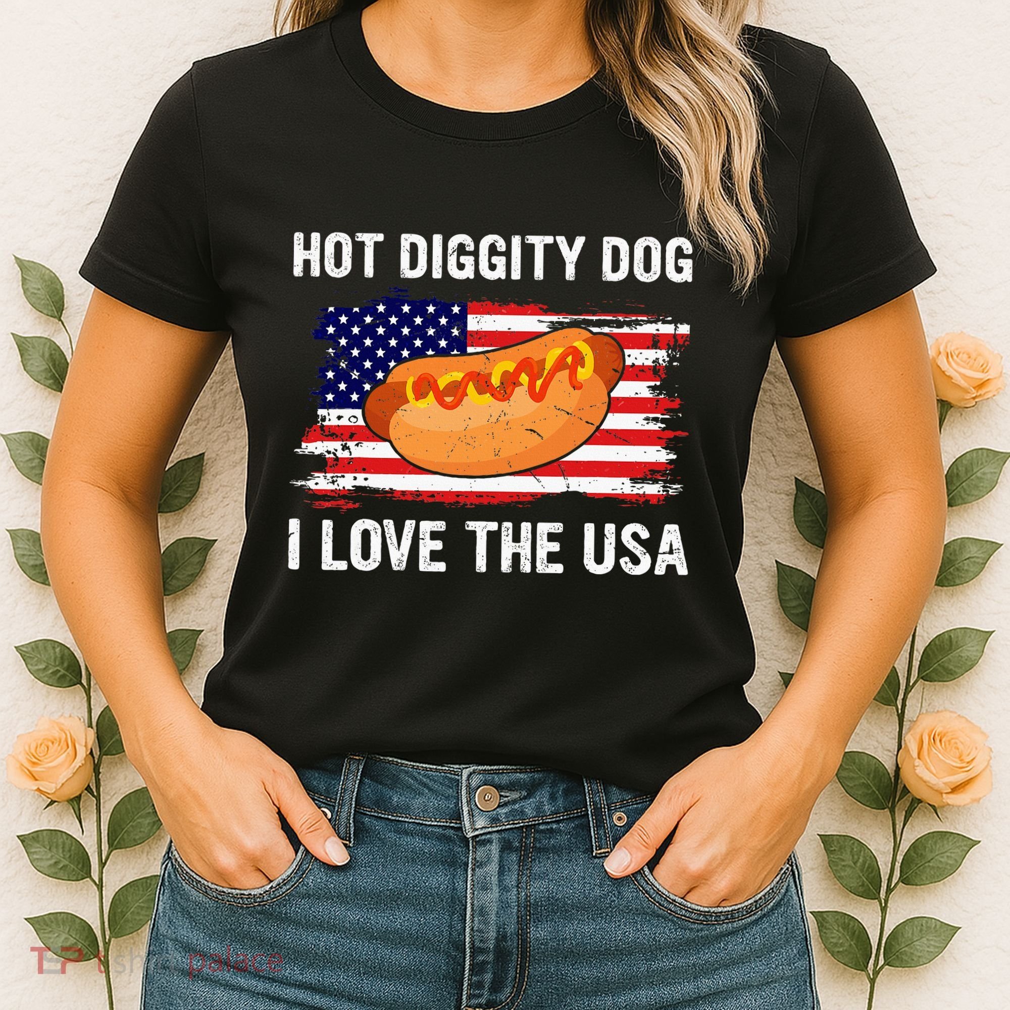 Hot Diggity Dog I Love Usa Funny Women's T-Shirt