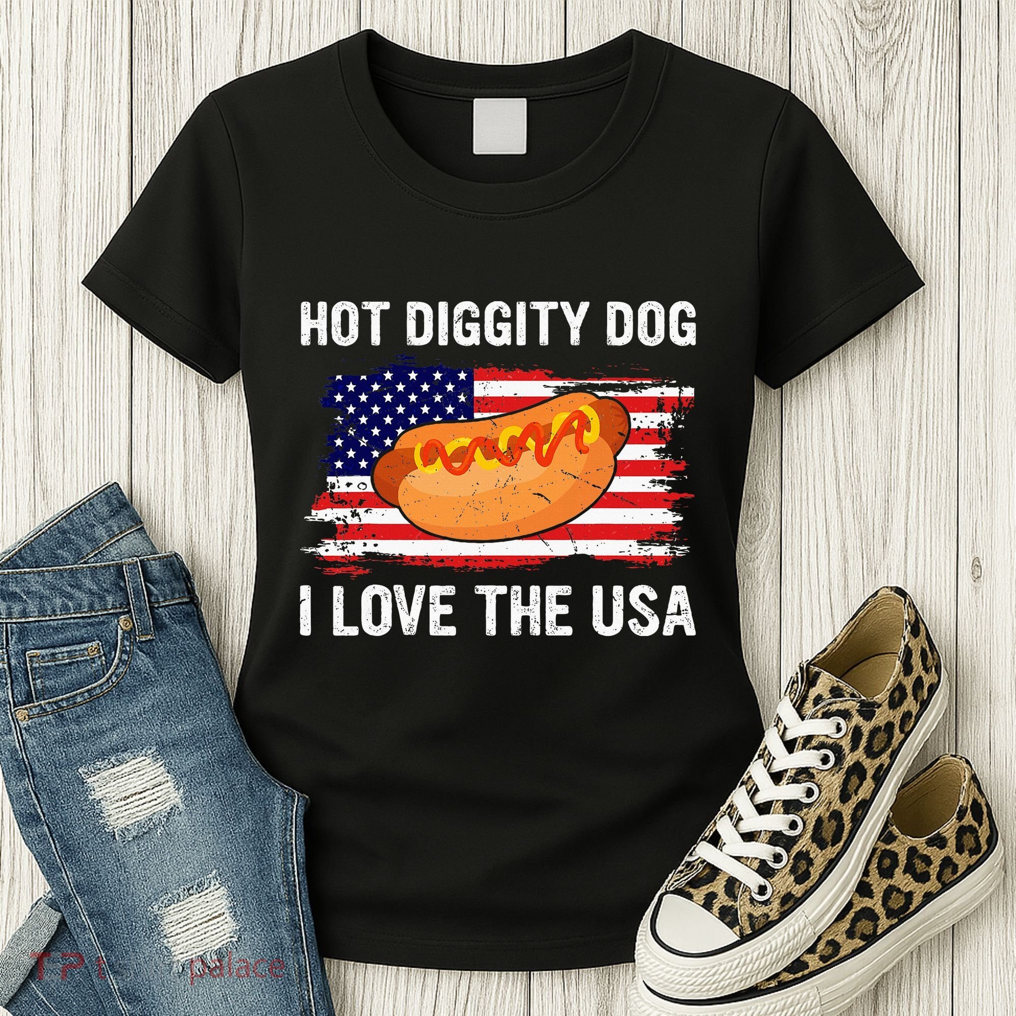 Hot Diggity Dog I Love Usa Funny Women's T-Shirt
