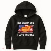Hot Diggity Dog I Love Usa Funny Kids Hoodie thumb 0
