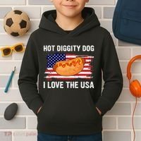 Hot Diggity Dog I Love Usa Funny Kids Hoodie thumb 2
