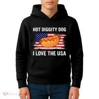 Hot Diggity Dog I Love Usa Funny Kids Hoodie thumb 4