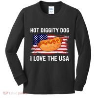 Hot Diggity Dog I Love Usa Funny Kids Long Sleeve Shirt thumb 0