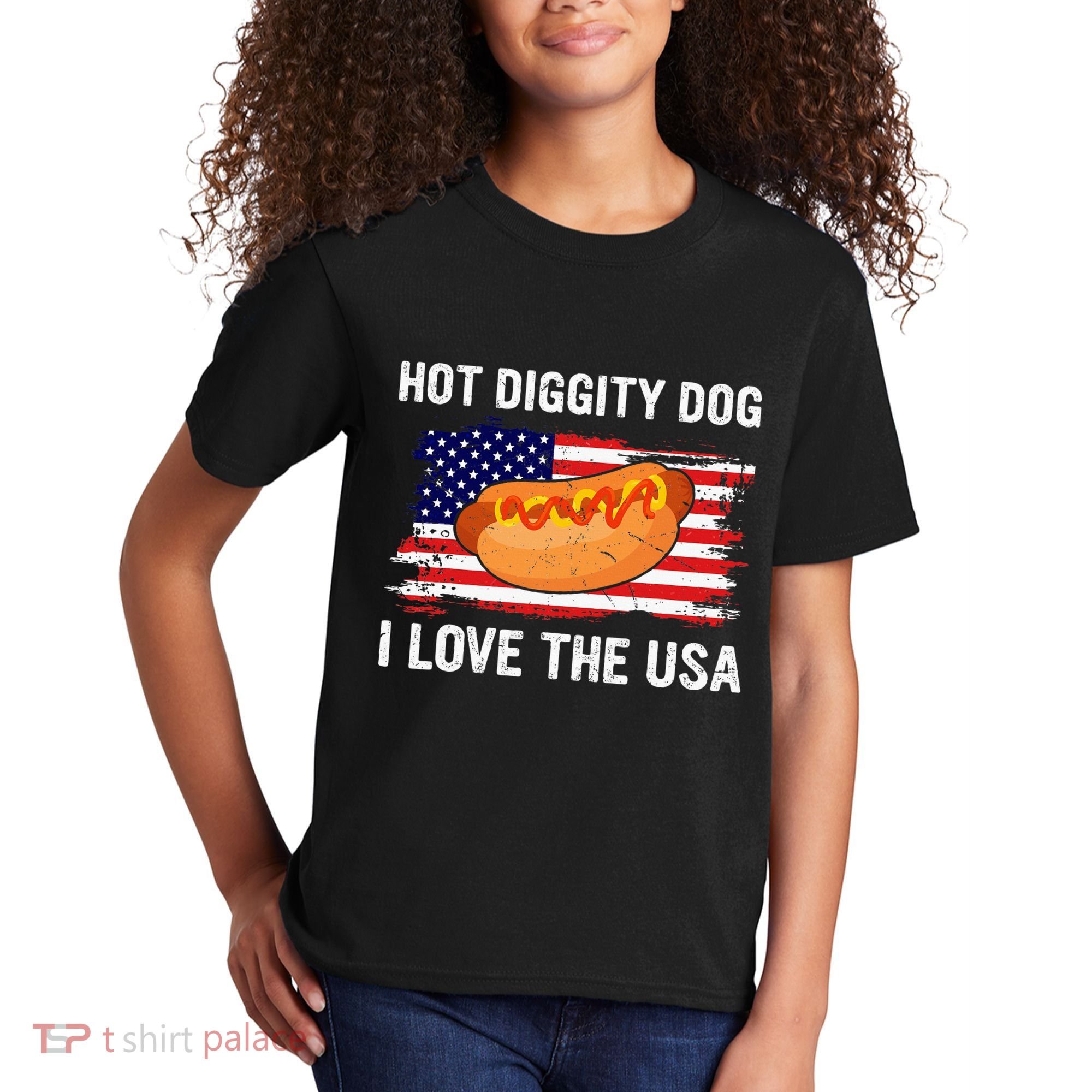 Hot Diggity Dog I Love Usa Funny Kids T-Shirt