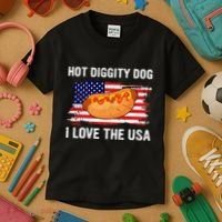 Hot Diggity Dog I Love Usa Funny Kids T-Shirt thumb 3