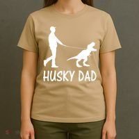 Husky Dad Dinosaur Siberian Husky Dog Owner Funny Father Day T-Shirt thumb 4