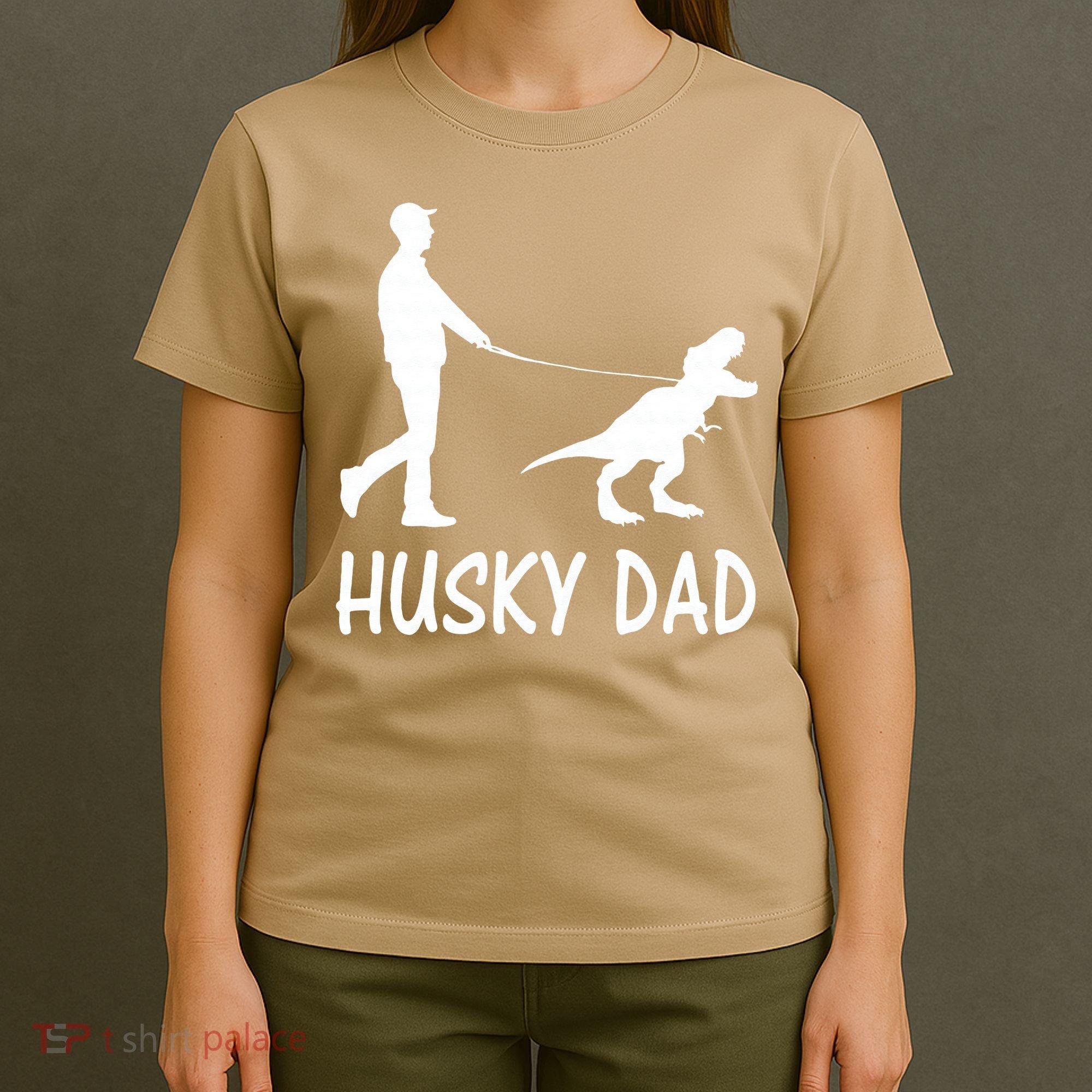 Husky Dad Dinosaur Siberian Husky Dog Owner Funny Father Day T-Shirt