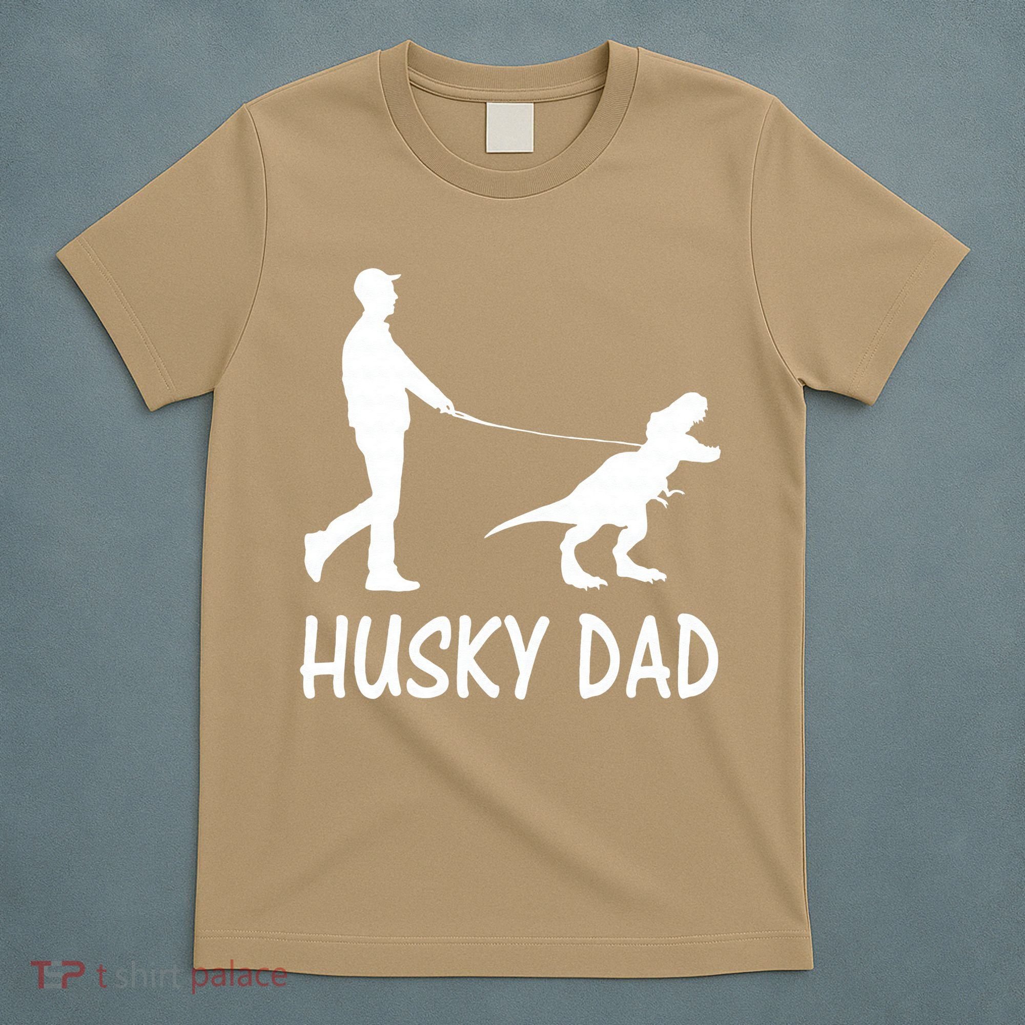 Husky Dad Dinosaur Siberian Husky Dog Owner Funny Father Day T-Shirt